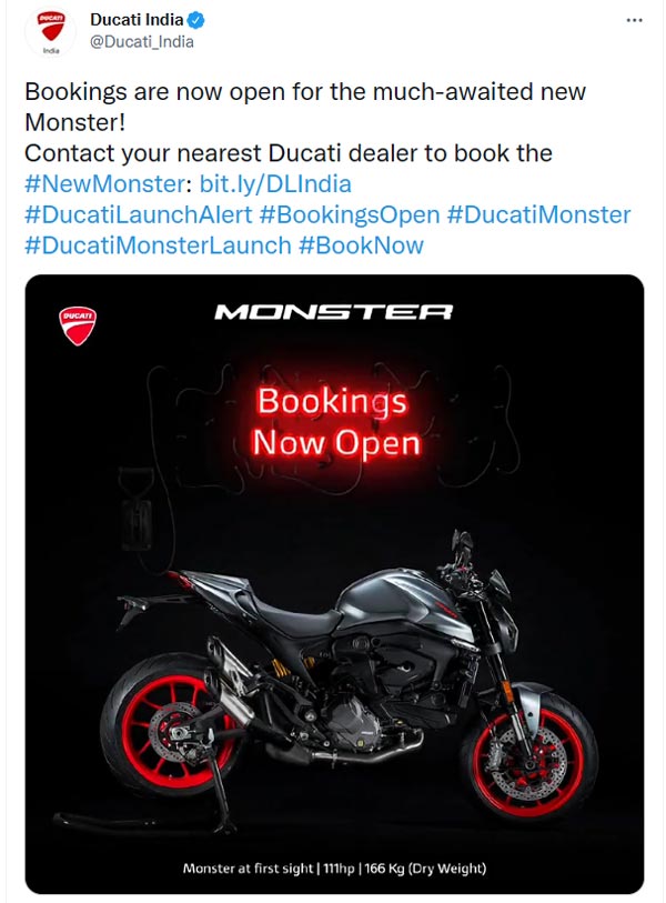 ಬಹುನಿರೀಕ್ಷಿತ 2021ರ Ducati Monster ಬೈಕ್ ಬಿಡುಗಡೆ ದಿನಾಂಕ ಬಹಿರಂಗ