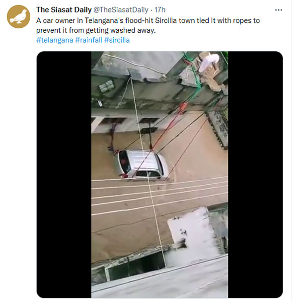 ಪ್ರವಾಹದಿಂದ ಕಾರ್ ಅನ್ನು ರಕ್ಷಿಸಲು ವಿಭಿನ್ನ ತಂತ್ರ ರೂಪಿಸಿದ ಕಾರು ಮಾಲೀಕ