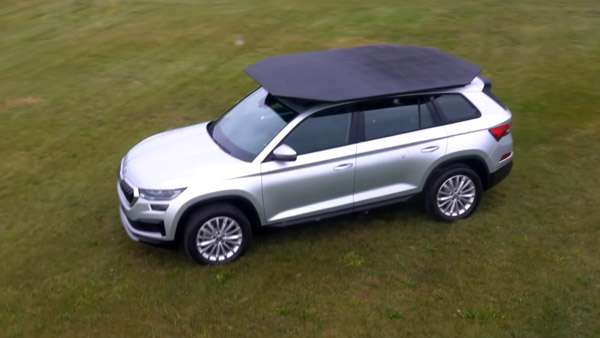 ಹೊಸ SKoda Kodiaq ಎಸ್‌ಯು‌ವಿ ರೂಫ್ ಮೇಲೆ ಲ್ಯಾಂಡ್ ಆದ ಮಿನಿ ಹೆಲಿಕಾಪ್ಟರ್