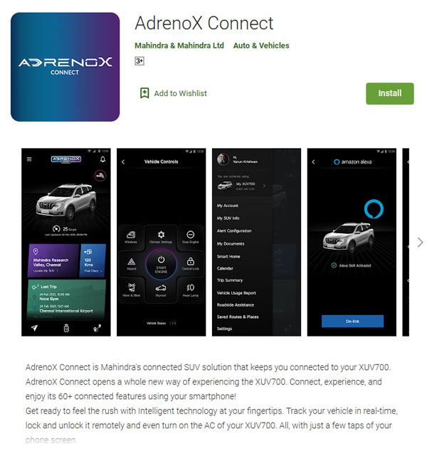 ಹೊಸ XUV700 ಕಾರಿನ ಆಂಡ್ರಿನೊಎಕ್ಸ್ ಕಾರ್ ಕನೆಕ್ಟ್ ಆ್ಯಪ್ ಬಿಡುಗಡೆ ಮಾಡಿದ Mahindra