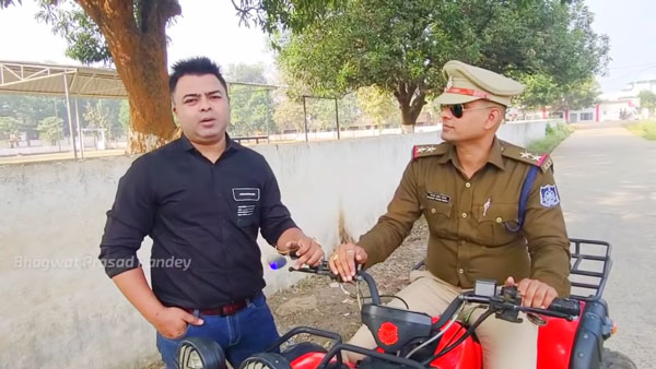 ದಂಡ ವಿಧಿಸುವ ಬದಲು ಎಟಿವಿಯಲ್ಲಿ ಸವಾರಿ ಮಾಡಿದ ಪೊಲೀಸ್ ಅಧಿಕಾರಿ