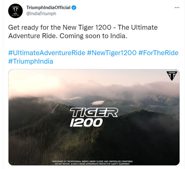ಶೀಘ್ರದಲ್ಲೇ ಭಾರತದಲ್ಲಿ ಬಿಡುಗಡೆಯಾಗಲಿದೆ ಟ್ರಯಂಫ್ ಟೈಗರ್ 1200 ಬೈಕ್