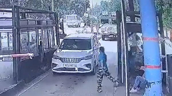 ಟೋಲ್ ಪ್ಲಾಜಾಗೆ ಲಾರಿ ಡಿಕ್ಕಿ: ಜೀವದ ಹಂಗು ತೊರೆದು ಸಿಬ್ಬಂದಿಯನ್ನು ರಕ್ಷಿಸಿದ ಮಹಿಳೆ 