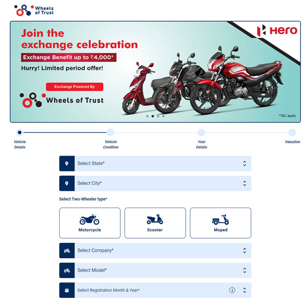 ಸೆಕೆಂಡ್ ಹ್ಯಾಂಡ್ ಬೈಕ್‌ಗಳು ಮೌಲ್ಯಮಾಪನಕ್ಕಾಗಿ 'ವೀಲ್ಸ್ ಆಫ್ ಟ್ರಸ್ಟ್' ಪರಿಚಯಿಸಿದ ಹೀರೋ ಮೋಟೊಕಾರ್ಪ್