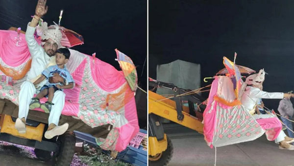 ವರನನ್ನು ಇಂಪ್ರೆಸ್ ಮಾಡಲು ಮದುವೆ ಮನೆಗೆ ಬುಲ್ಲೆಟ್ ಓಡಿಸಿಕೊಂಡು ಬಂದ ವಧು 