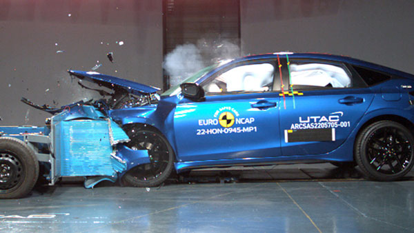 NCAP ಕ್ರ್ಯಾಷ್ ಟೆಸ್ಟ್‌ನಲ್ಲಿ ಗರಿಷ್ಟ ಸುರಕ್ಷತೆಯೊಂದಿಗೆ ಟಾಪ್ ರೇಟಿಂಗ್ ಪಡೆದ ಹೋಂಡಾ ಸಿವಿಕ್ e:HEV