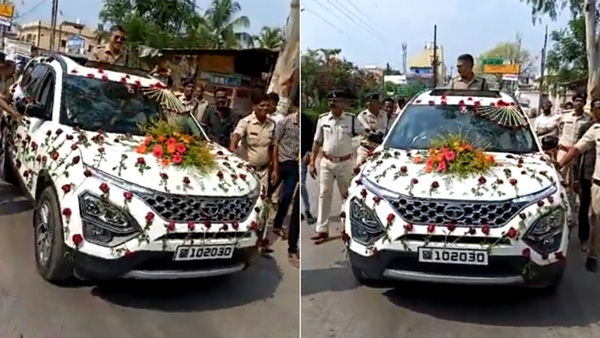 Police procession: ಟಾಟಾ ಸಫಾರಿಯಲ್ಲಿ ಪೊಲೀಸ್ ಅಧಿಕಾರಿ ಮೆರವಣಿಗೆ.. ಮುಂದೇನಾಯ್ತು ಗೊತ್ತಾ?