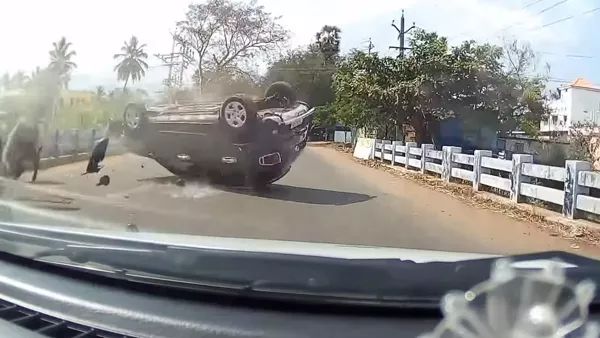 car ramming a bullock cart