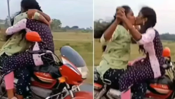 couple romance on bike