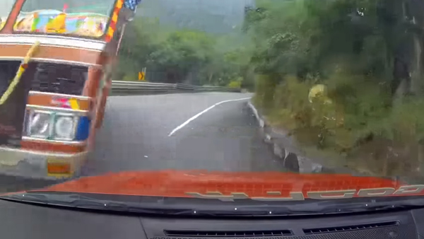 Driver Panics & Hits Truck 