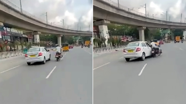 car driver intentionally collided with bike 