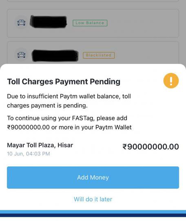 Fastag Charged 9 Crore 