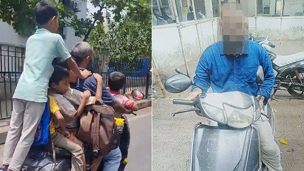 7 Children As Pillion On Bike Ride