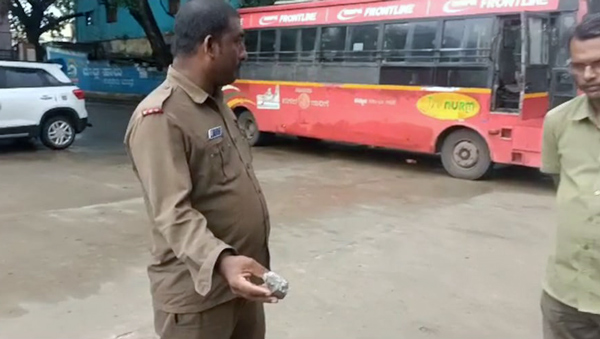 Woman Pelts Stone