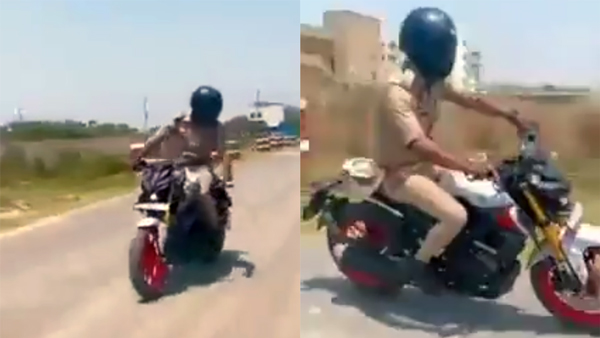 Cop Stunting On Bike