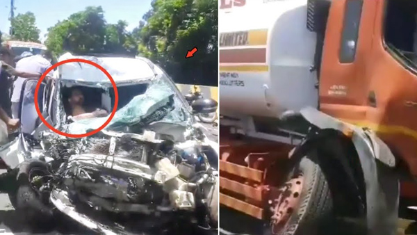 ಟಾಟಾ ನೆಕ್ಸಾನ್ ಗುಣಮಟ್ಟಕ್ಕೆ ಸರಿಸಾಟಿಯೇ ಇಲ್ಲ.. ಅತಿವೇಗದಲ್ಲಿ ಟ್ಯಾಂಕರ್‌ಗೆ ಡಿಕ್ಕಿ: ಜಖಂಗೊಂಡರೂ ಪ್ರಯಾಣಿಕ ಸೇಫ್!