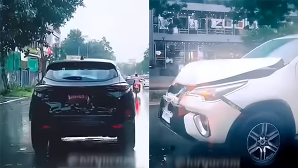 ಟಾಟಾ ಹ್ಯಾರಿಯರ್‌ಗೆ ಡಿಕ್ಕಿಯೊಡೆದ ಟೊಯೊಟಾ ಫಾರ್ಚುನರ್: ಏನಾಯಿತು?.. ವಿಡಿಯೋ ನೋಡಿ