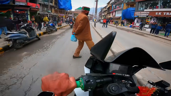 KTM RC 390 Rider Hits Old Man While Crossing The Road