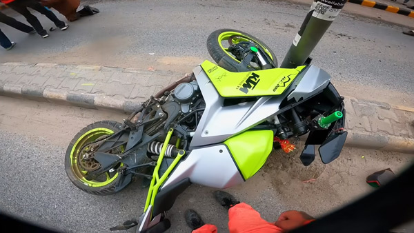 KTM RC 390 Rider Hits Old Man While Crossing The Road