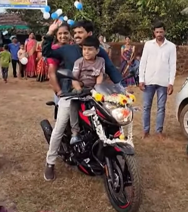 Villagers Gave A Bajaj Pulsar Bike To A Teacher