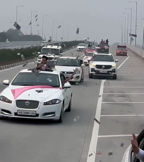 Groom Celebrated His Wedding By throwing Money On The Road