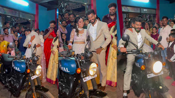 Kerala Bride Give Surprise Gift Royal Enfield Hunter 350 Bike To Groom Trending In Instagram