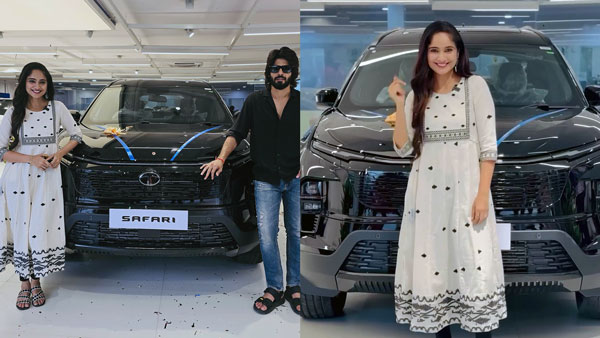 Tata Safari Car Bought Actress Tejaswini Gowda Actor And Amardeep Chowdary Couple