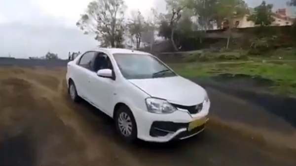 Maharashtra Woman Dies Toyota Car Falls Trench When Reversing Vehicle Pressed Accelerator Video