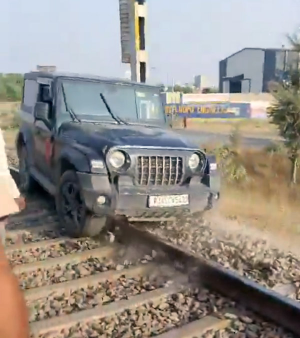 Mahindra Thar On Railway Track