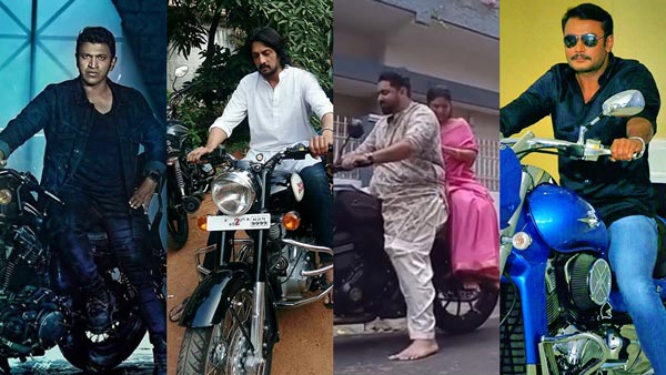Kannada celebrities Puneeth Rajkumar Darshan Sudeep and Tharun Sudhir Own Harley Davidson And Suzuki bikes