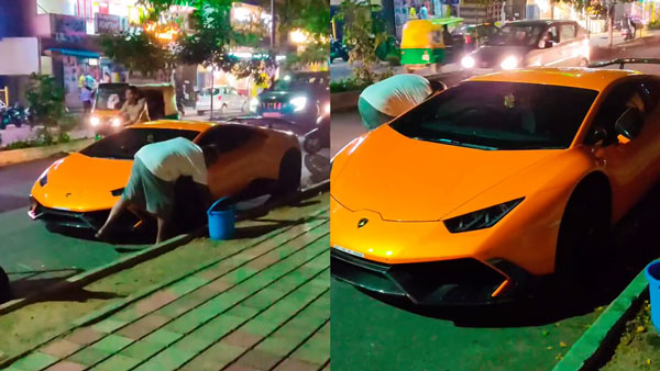 bengaluru-uncle-washing-lamborghini-huracan-on-roadside