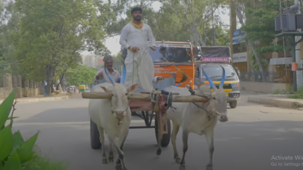 farmer-arrives-on-bullock-cart-to-take-delivery-of-vellfire