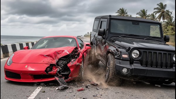 Ferrari vs Mahindra Thar Accident on ECR: Viral Video Reveals Shocking Crash Details and Safety Lessons (2026)