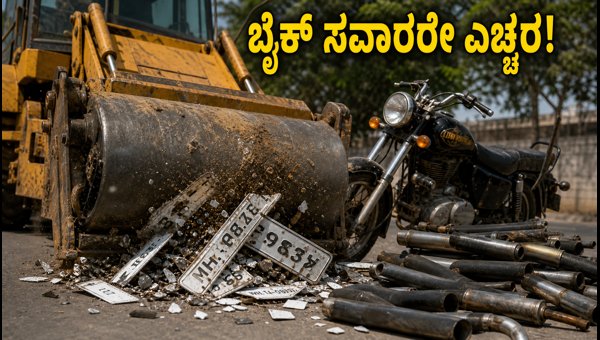 Pimpri-Chinchwad Police Destroy Illegal Bike Silencers and Number Plates with Bulldozer Pimpri-Chinchwad Police Destroy Illegal Bike Silencers and Number Plates with Bulldozer