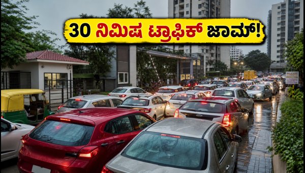 Bengaluru Traffic Jam: Viral Video Shows 30-Minute Wait at Apartment Exit Amid Heavy Rain (2026)