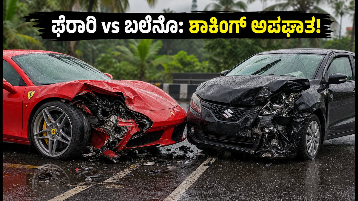 ತ್ರಿಶ್ಶೂರ್‌ನಲ್ಲಿ ಫೆರಾರಿ 296 - ಬಲೆನೊ ಭೀಕರ ಅಪಘಾತ: ರಿಪೇರಿ ವೆಚ್ಚ ಕೇಳಿದ್ರೆ ಶಾಕ್ ಆಗ್ತೀರಾ!
