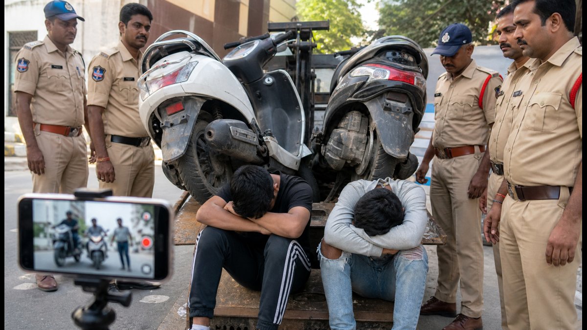 ಇನ್‌ಸ್ಟಾಗ್ರಾಮ್ ರೀಲ್ಸ್‌ಗಾಗಿ ಅಪಾಯಕಾರಿ ಸ್ಟಂಟ್: ಹೈದರಾಬಾದ್‌ನಲ್ಲಿ ಮೂವರು ಯುವಕರ ಬಂಧನ, ವಾಹನ ಜಪ್ತಿ!