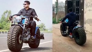 ട്രാക്ടര്‍ ടയറുമായൊരു ബുള്ളറ്റ് — വീഡിയോ