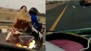 ഓടിക്കൊണ്ടിരുന്ന അപ്പാച്ചെയ്ക്ക് തീപിടിച്ചു, യാത്രക്കാര്‍ രക്ഷപ്പെട്ടത് തലനാരിഴയ്ക്ക് — വീഡിയോ