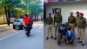 ഷോ കാണിച്ചത് പണിയായി, സ്റ്റണ്ട് ചെയ്ത യുവാവിനെ തൂക്കി പൊലീസ്, വൈറൽ വീഡിയോ കാണാം