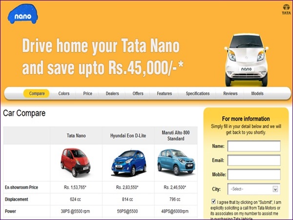 Tata Compare Nano With Alto And Eon