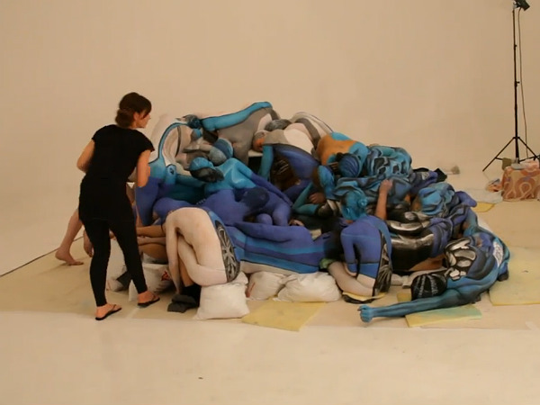 Painted People Car Crash Sculpture