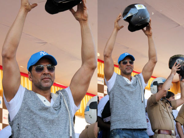 Akshay Kumar Rides Bike For Mumbai Police