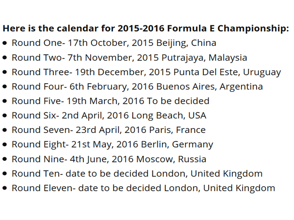 Formula E Season 2 Calendar Announced 1