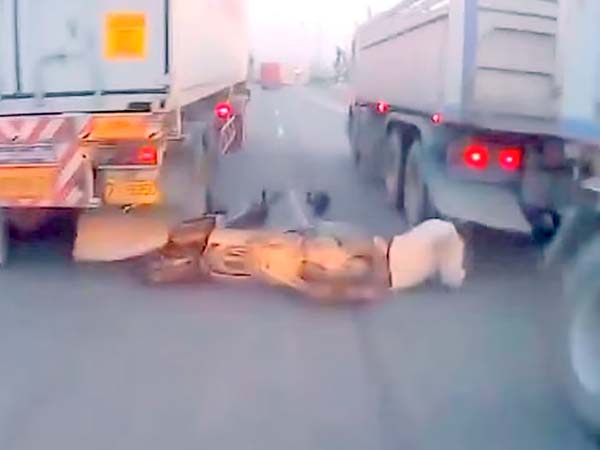 ഇവന്‍ ഭാഗ്യവാനല്ല, അതുക്കും മേലെയാണ്; ട്രക്കിനിടയില്‍ നിന്നും രക്ഷപ്പെടുന്നത് അവിശ്വസനീയം!