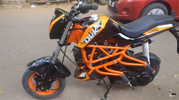 ഇതാണ് 'ബേബി ഡ്യൂക്ക്', സ്‌കൂട്ടി പെപും കെടിഎം ഡ്യൂക്കും ചേര്‍ന്നുണ്ടായ സങ്കരയിനം