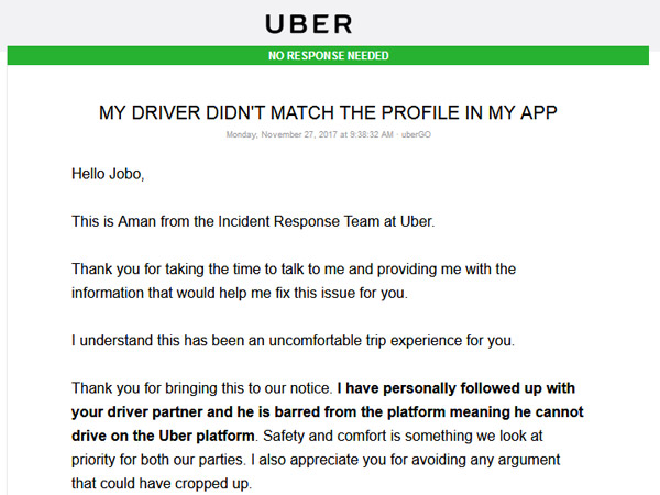 എന്ത് മാത്രം സുരക്ഷിതമാണ് യൂബര്‍ ടാക്‌സികള്‍? ബംഗളൂരുവിൽ ഉപഭോക്താവിന് ഉണ്ടായ ദുരനുഭവം ഇങ്ങനെ