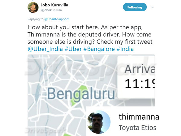 എന്ത് മാത്രം സുരക്ഷിതമാണ് യൂബര്‍ ടാക്‌സികള്‍? ബംഗളൂരുവിൽ ഉപഭോക്താവിന് ഉണ്ടായ ദുരനുഭവം ഇങ്ങനെ