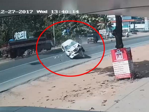 അമിത വേഗത; നിയന്ത്രണം നഷ്ടപ്പെട്ട ആള്‍ട്ടോയ്ക്ക് മുമ്പില്‍ ബലിയാടായി വാഹനങ്ങള്‍