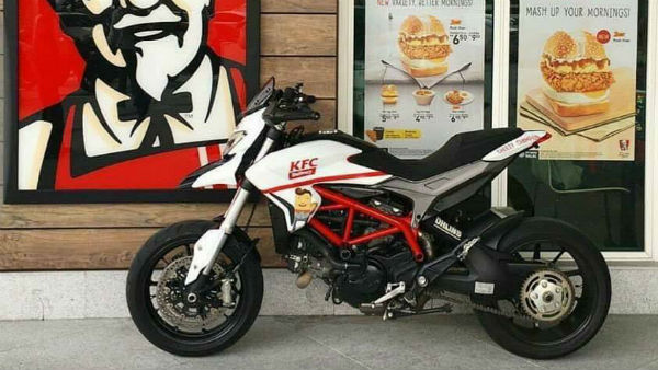 കെഎഫ്‌സി ഹോം ഡെലിവറി നടത്തുന്നത് ഡ്യൂക്കാട്ടി ബൈക്കുകളില്‍!